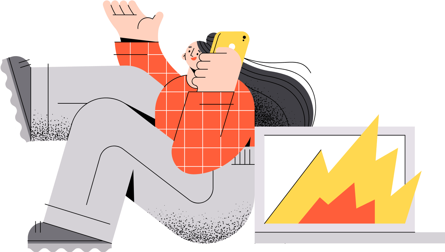 Person relaxing while data charts grow